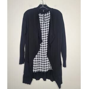 White House Black Market WHBM black long sleeve open cardigan with pockets - XS